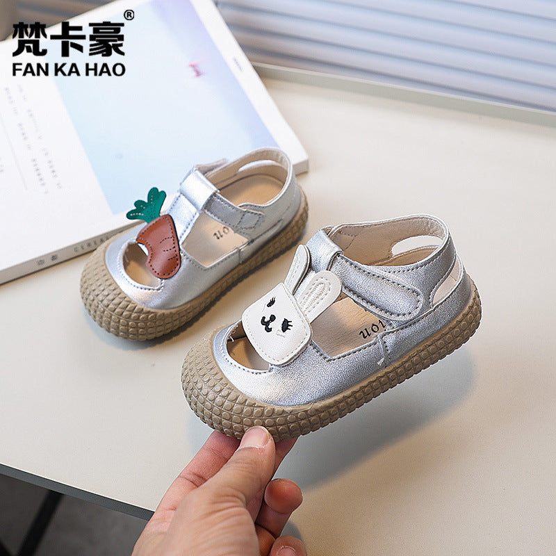 Vancahao kids' soft-soled first walker shoes,  summer new korean style, cartoon closed-toe sandals for boys and girls