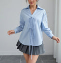 Spring/summer/autumn solid color front button long sleeve shirt - casual, minimalist, stylish, and versatile top, perfect for everyday commuting