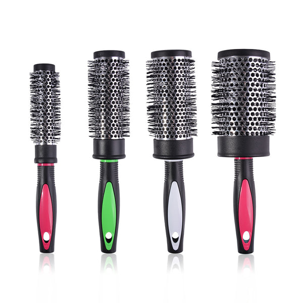 Barber does not hurt hair styling nylon hair comb cylinder curling hair roller comb heat conducting aluminum tube comb bangs hair tool