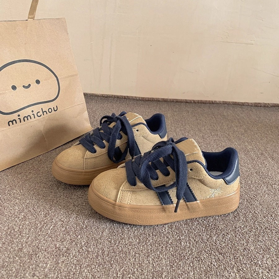Summer breathable sneakers women's 2026 new casual versatile canvas student korean style athletic chunky sole retro white shoes