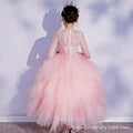 Customized children's formal dress for export, new lace three-quarter sleeve girl dresses, girls' princess cake dress