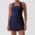 Spring/summer new anti-exposure short-sleeve one-piece tennis skirt - pleated running golf sports skirt - fashionable yoga skirt