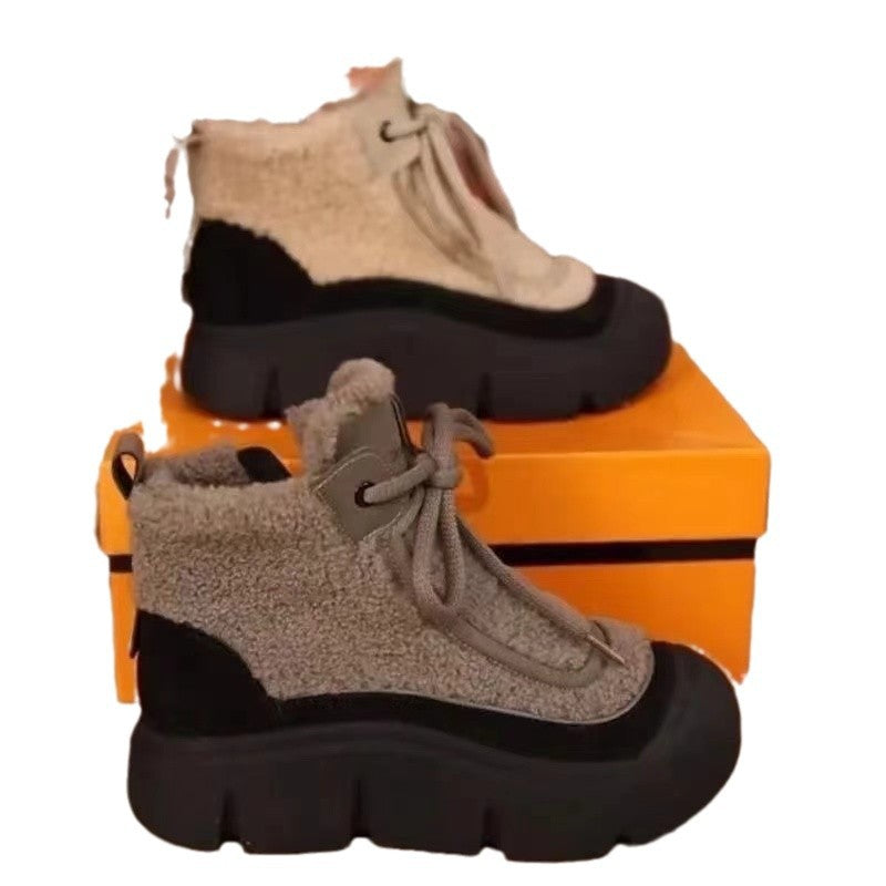 Fleece-lined martin boots thick sole snow boots for women 2026winternew arrivalfleece-linedheattech high-top shoes casualladieswear cotton shoes