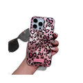 New pink and black leopard print phone case for apple 16 pro max, anti-drop iphone 17 fashionable trendy protective cover