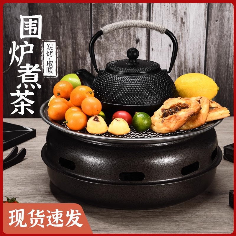 Manufacturer japanese stainless steel round barbecue grill outdoor smokeless detachable carbon fire barbecue grill suit for cooking tea around the stove