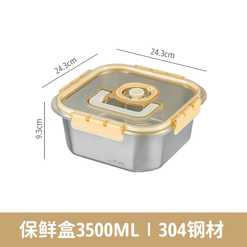 Cross-border fresh-keeping box sealed dumpling box 304 stainless steel sub-packaging refrigerator storage freezing box handle lunch box wholesale