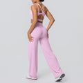 Cloud-feel casual one-shoulder racerback high-waisted butt-lifting straight-leg wide-leg activewear yoga set for women - perfect for outdoor running and fitness