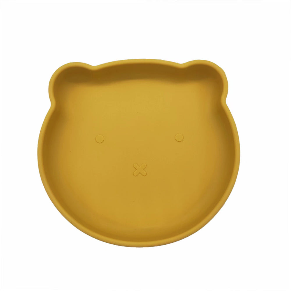 Wholesale baby and maternity products, divided children's training tableware set, baby food supplement bear plate, baby silicone dinner plate