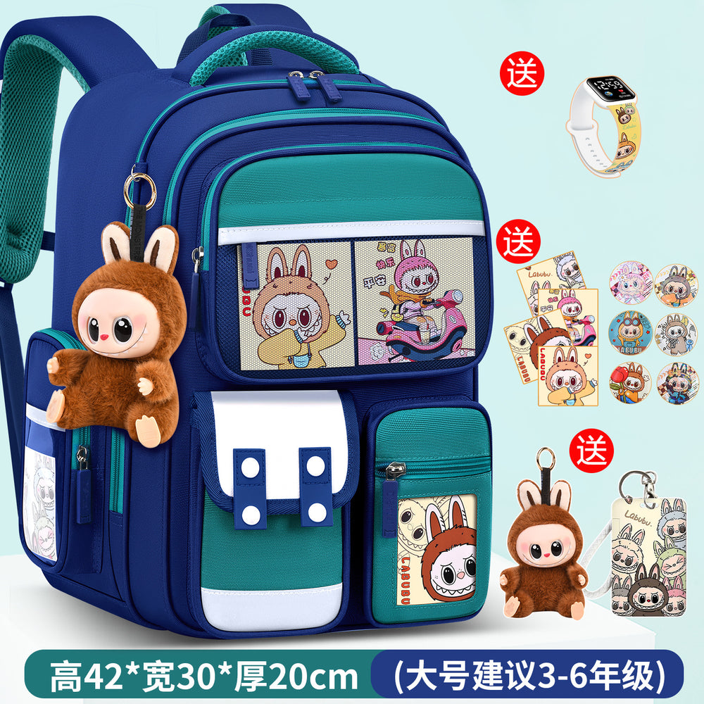 Labubu backpack - new 2026 model for elementary school students (grades 1-6). lightweight, spine-protecting, and load-reducing design for boys and girls
