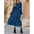 Shipped: european and american export women's clothing -  cross-border fashion geometric print casual long sleeve dress