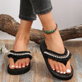 2024 summer new lace pearl flip-flops women's outdoor casual beach flat thick sole plus size slippers
