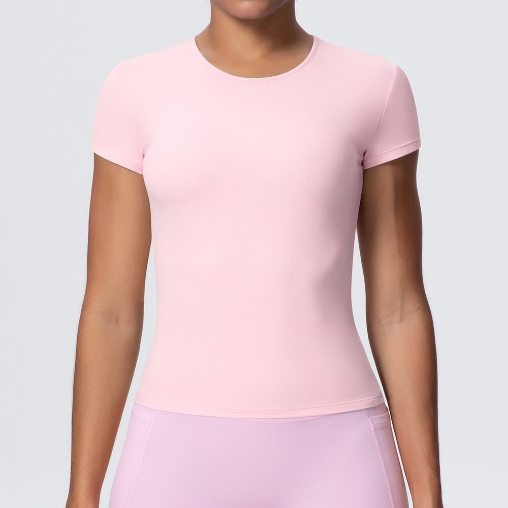 New arrivalcasual sports short-sleeved waist slimming look breathable yoga t-shirt running training naked fitness tops