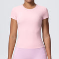 New arrivalcasual sports short-sleeved waist slimming look breathable yoga t-shirt running training naked fitness tops