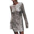 new european and american independent fashion women's autumn unique streetwear casual sequin long sleeve bodycon dress