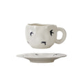 Vintage chic ceramic coffee cup and saucer set - unique design, perfect for gatherings, tea, or everyday use. a cute and thoughtful ceramic gift