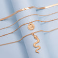 Wholesale gold-plated crystal snake necklace - new european and american style cross-border banquet jewelry set - fashionable and unique multi-layer necklace for women
