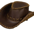 Handmade pure cowhide western cowboy hat crazy horse leather outdoor harley casual hat genuine leather men sunshade knight hat