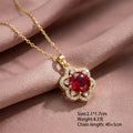 Luxury fashion white frame ruby flower full diamond necklace for women - versatile, minimalist, unique, non-fading choker jewelry