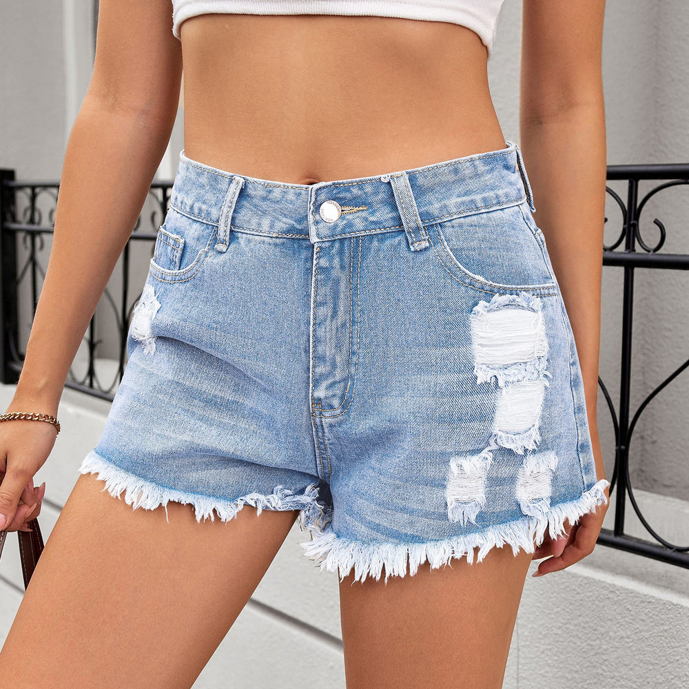 Ranking cross-border  foreign trade women's clothing new arrival   washed hot girl ripped denim shorts hot pants