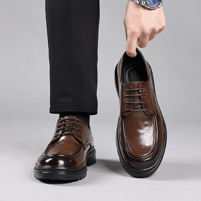 Genuine leather men's dress shoes - business casual, soft sole, soft upper, new formal shoes for work, everyday wear, groom, and wedding