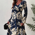 european and american cross-border e-commerce independent website spring/autumn new v-neck dress - bestselling printed maxi dress