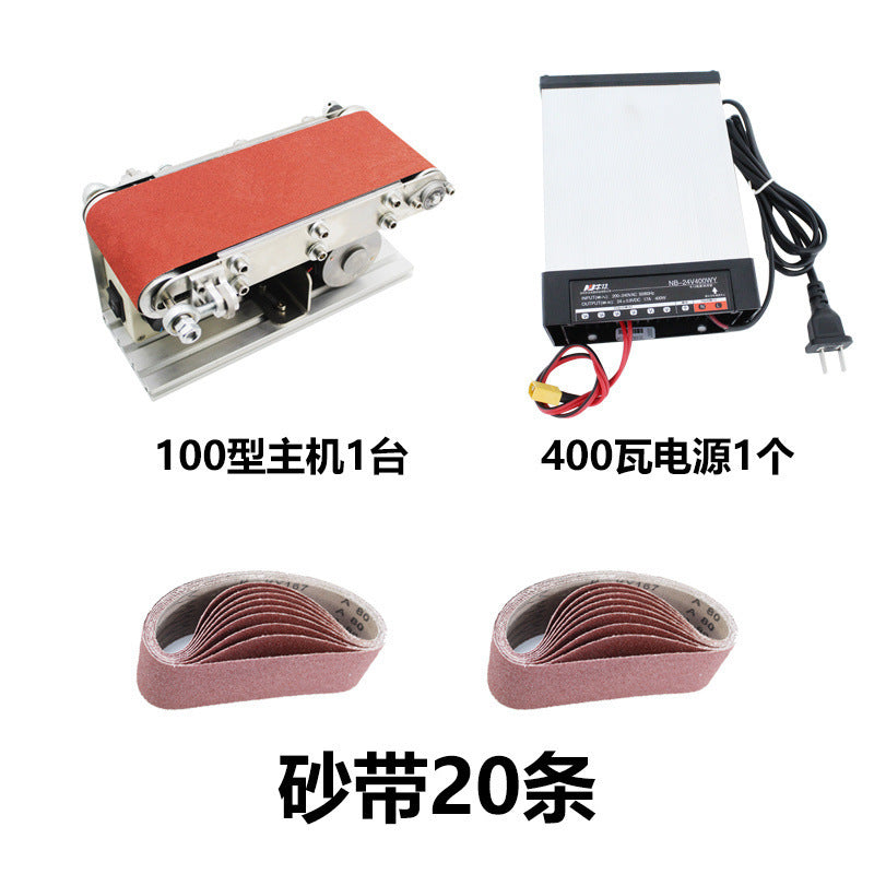Small Mini Electric Belt Grinder DIY Polishing Machine Blading Machine Desktop Grinder Knife Sharpener