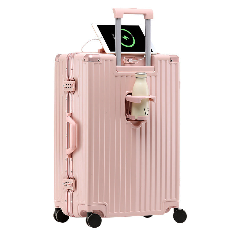 New high-value suitcase female trolley case aluminum frame universal wheel suitcase male student password case 24 leather cases