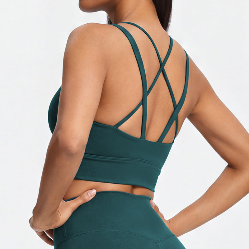 eco-friendly color block activewear set - women's color block open back compression yoga set for running and fitness