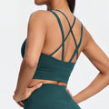 eco-friendly color block activewear set - women's color block open back compression yoga set for running and fitness