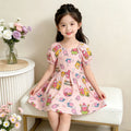 【matching family outfit】girls' cartoon spongebob dress - summer bubble sleeve floral dress - cute baby & toddler clothing