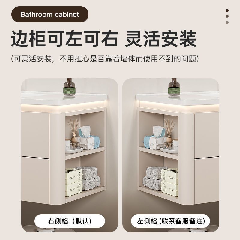 Side storage sink Wash top Oak paint Bathroom cabinet Ceramic integrated basin set Washbasin cabinet combination