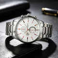 three-eye men outdoor sports steel belt stainless steel fashion business luminous men quartz watch
