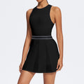 quick-drying yoga one-piece skirt with breast pads, color-blocked pleated skirt, high-elastic anti-exposure golf tennis skirt for women