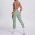 New arrival cross-border fashion double-sided nylon beautiful back tight cross sports yoga suit running fitness two-piece set