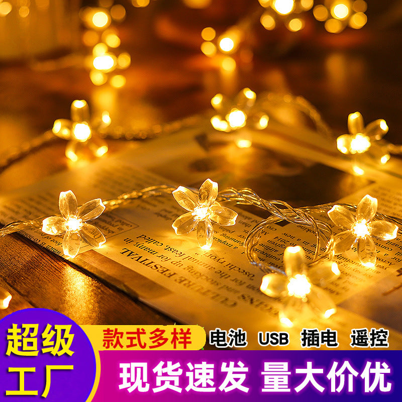 LED light string cherry blossom lights flashing lights bedroom dormitory room layout outdoor waterproof camping lights romantic
