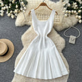 French chic sleeveless a-line knit dress - women's summer korean style high waist slimming elegant work dress