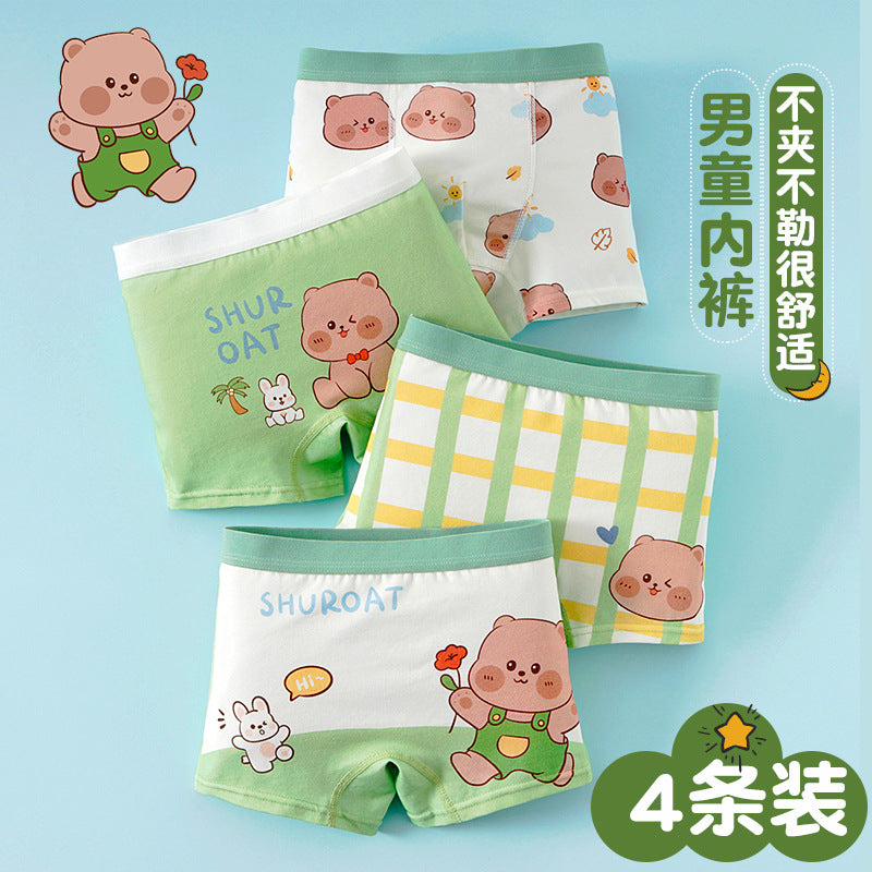 Boys' underwear Children's Class A cotton boxer shorts Breathable and bacteriostatic medium and older boys' boxers do not clip pp