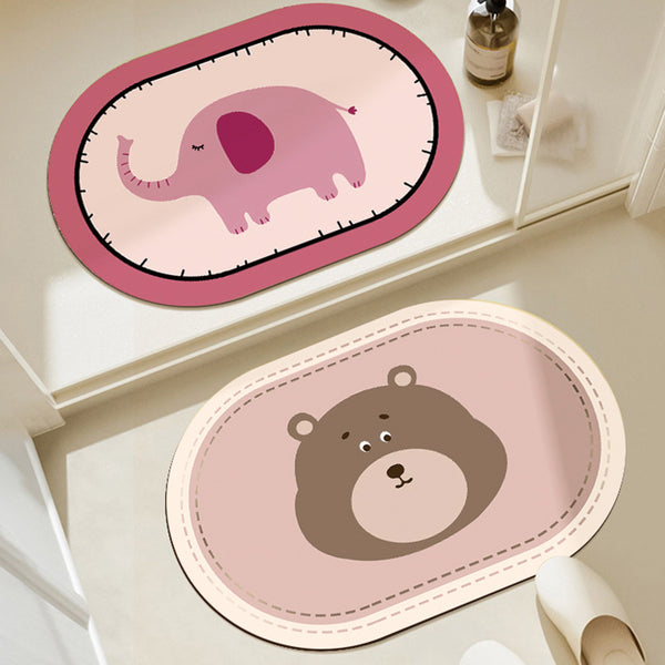 Bathroom, bathroom at the entrance of the bathroom, toilet quick-drying non-slip foot mat, bathroom floor mat, diatom mud cartoon absorbent mat