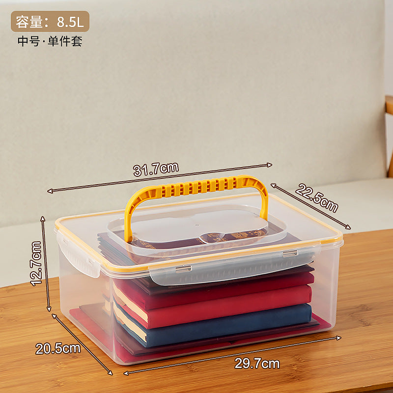 Desktop file box, file box with lid, dust-proof portable certificate storage box, plastic a4 paper printing paper finishing box.