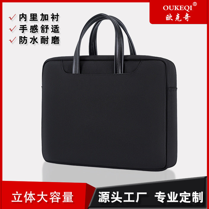 Large capacity business briefcase - waterproof oxford cloth document bag with custom printing, office zipper conference bag, laptop sleeve