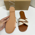 Za2025 new women's brown buckle-embellished flat sandals - perfect for beach, poolside, and everyday wear - european & american style