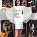 Fashion royal sister style silm tight hip-covering exaggerated large bell chiffon sleeves matching diamond large belt