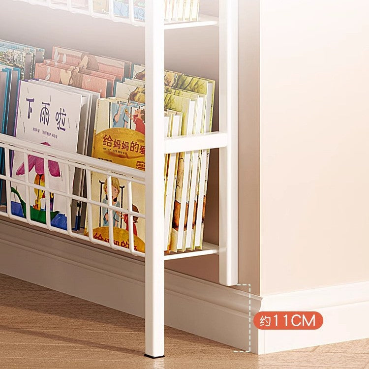 Bookshelf, ultra-thin wrought iron hole board shelf behind the door, floor storage rack against the wall, storage rack, children's picture book shelf