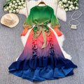 Miya foreign trade premium banquet gown - gradient ruffle detail, heavily pleated, slim-fit long dress