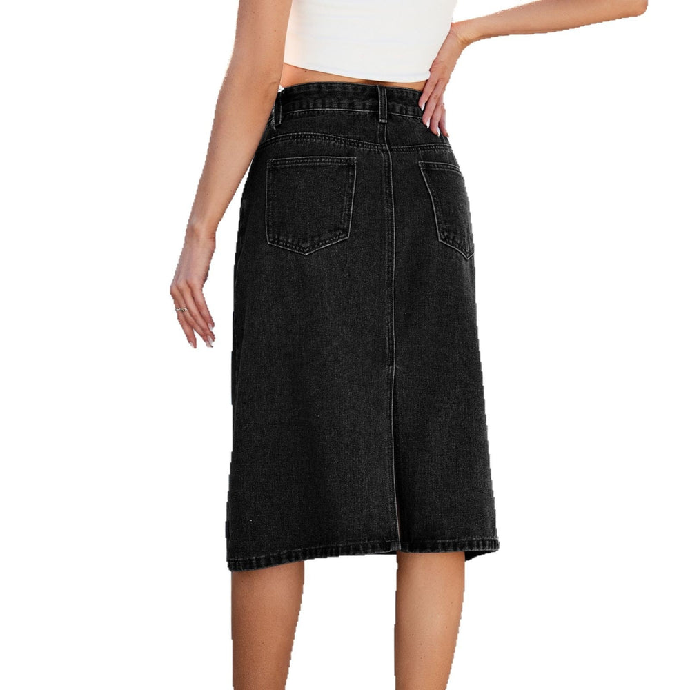 Fashion cross-border export  summer new arrival   slimming look washed denim mid-length skirt skirt