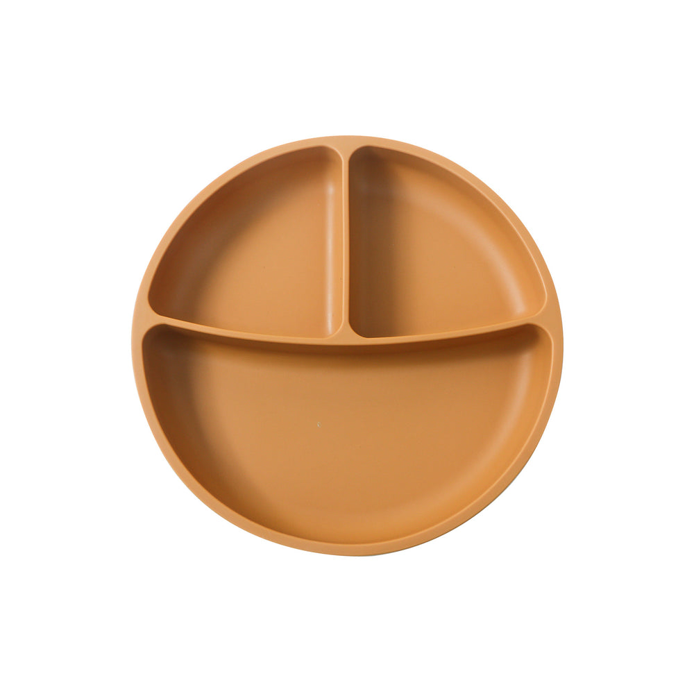 Kids dinner plate platinum silicone baby dinner plate infant suit complementary food compartment large suction cup smiley face maternal and infant products