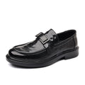 Genuine leather new men's loafers - british style slip-on pointed toe dress shoes - black business formal casual wedding shoes