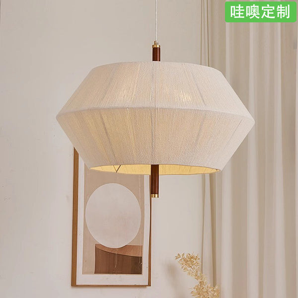 [Wow] Japanese-style chandelier grid woven cotton thread solid wood chandelier lighting restaurant wabi-sabi tea room B & B chandelier
