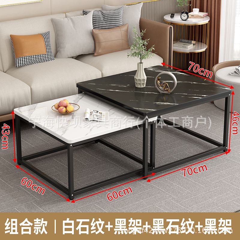 Accessible luxury square coffee table living room rental house for home small table casual modern small apartment tea table 2026new arrival