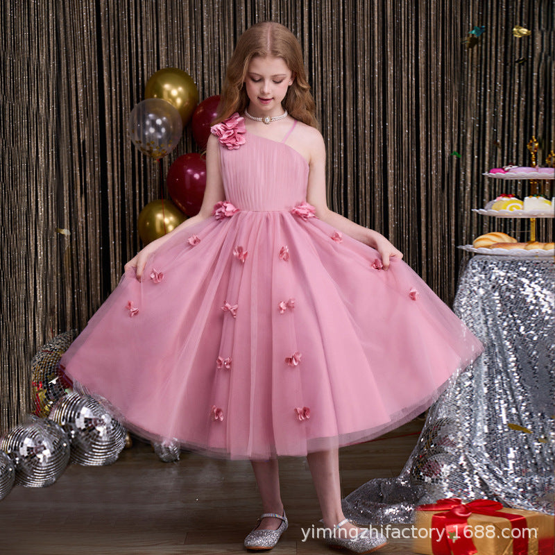 Girls' dresses  new custom 3d floral european and american high-end children's wear princess dress girl dresses